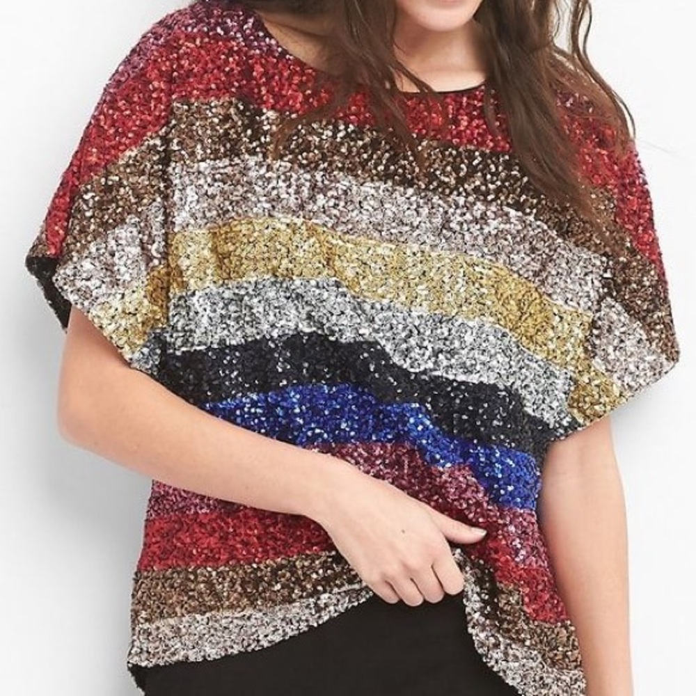 Gap striped sequin boxy tee